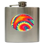 Colorful Dark Tie Dye Pattern Hip Flask (6 oz) Front