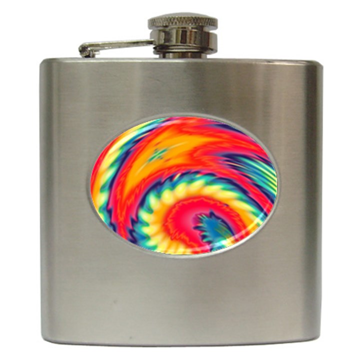 Colorful Dark Tie Dye Pattern Hip Flask (6 oz)