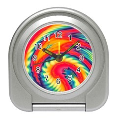 Colorful Dark Tie Dye Pattern Travel Alarm Clock by SpinnyChairDesigns