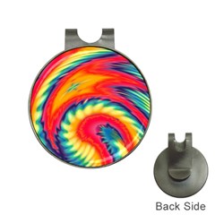 Colorful Dark Tie Dye Pattern Hat Clips With Golf Markers by SpinnyChairDesigns