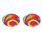 Colorful Dark Tie Dye Pattern Cufflinks (Oval) Front(Pair)