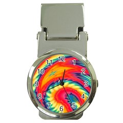 Colorful Dark Tie Dye Pattern Money Clip Watches by SpinnyChairDesigns