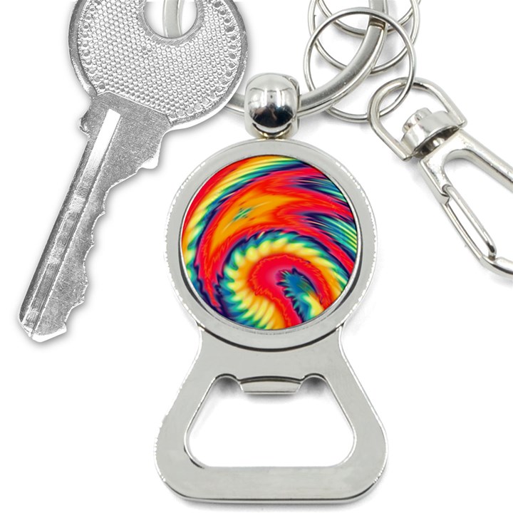 Colorful Dark Tie Dye Pattern Bottle Opener Key Chain