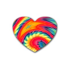 Colorful Dark Tie Dye Pattern Heart Coaster (4 Pack)  by SpinnyChairDesigns