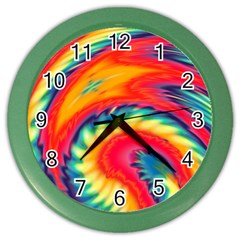 Colorful Dark Tie Dye Pattern Color Wall Clock by SpinnyChairDesigns