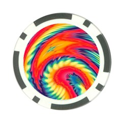 Colorful Dark Tie Dye Pattern Poker Chip Card Guard by SpinnyChairDesigns