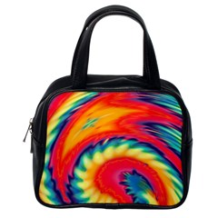 Colorful Dark Tie Dye Pattern Classic Handbag (one Side) by SpinnyChairDesigns