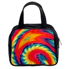 Colorful Dark Tie Dye Pattern Classic Handbag (two Sides) by SpinnyChairDesigns