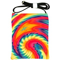 Colorful Dark Tie Dye Pattern Shoulder Sling Bag by SpinnyChairDesigns