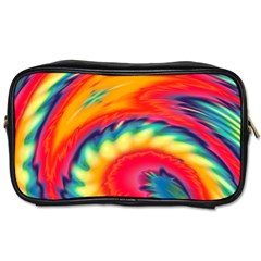 Colorful Dark Tie Dye Pattern Toiletries Bag (one Side) by SpinnyChairDesigns