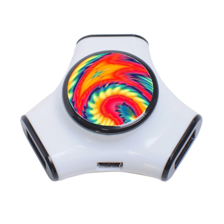 Colorful Dark Tie Dye Pattern 3-Port USB Hub