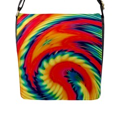 Colorful Dark Tie Dye Pattern Flap Closure Messenger Bag (l) by SpinnyChairDesigns