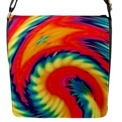 Colorful Dark Tie Dye Pattern Flap Closure Messenger Bag (s) by SpinnyChairDesigns