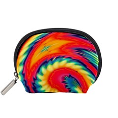 Colorful Dark Tie Dye Pattern Accessory Pouch (small) by SpinnyChairDesigns