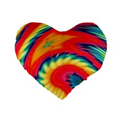 Colorful Dark Tie Dye Pattern Standard 16  Premium Flano Heart Shape Cushions by SpinnyChairDesigns