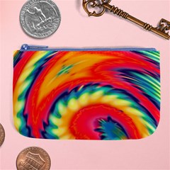 Colorful Dark Tie Dye Pattern Large Coin Purse by SpinnyChairDesigns