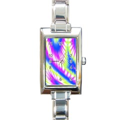 Colorful Blue Purple Pastel Tie Dye Pattern Rectangle Italian Charm Watch by SpinnyChairDesigns