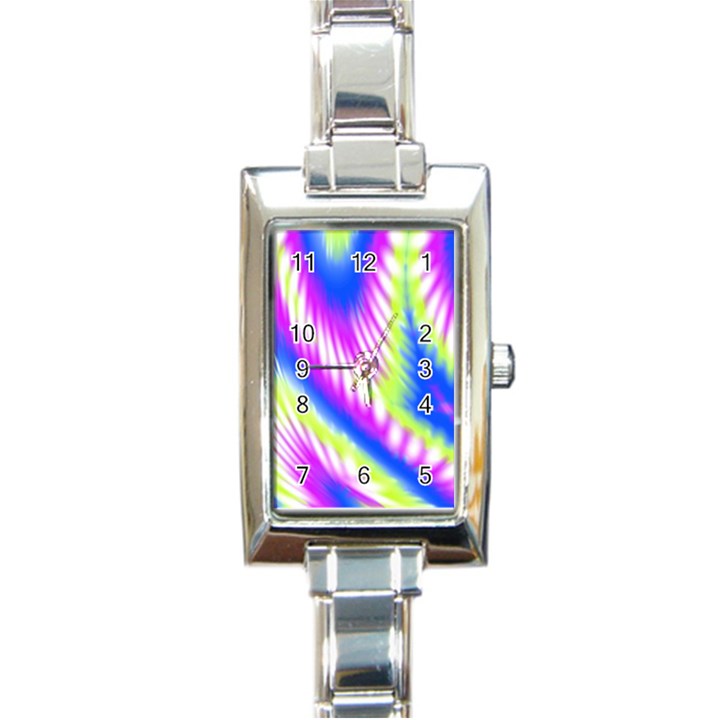 Colorful Blue Purple Pastel Tie Dye Pattern Rectangle Italian Charm Watch