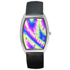 Colorful Blue Purple Pastel Tie Dye Pattern Barrel Style Metal Watch by SpinnyChairDesigns