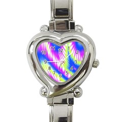 Colorful Blue Purple Pastel Tie Dye Pattern Heart Italian Charm Watch by SpinnyChairDesigns