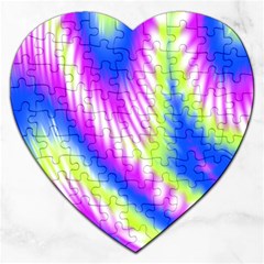 Colorful Blue Purple Pastel Tie Dye Pattern Jigsaw Puzzle (Heart)