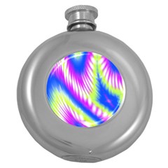 Colorful Blue Purple Pastel Tie Dye Pattern Round Hip Flask (5 oz)