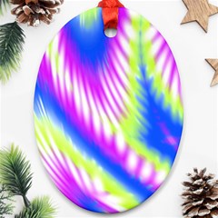 Colorful Blue Purple Pastel Tie Dye Pattern Oval Ornament (Two Sides)