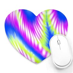 Colorful Blue Purple Pastel Tie Dye Pattern Heart Mousepads