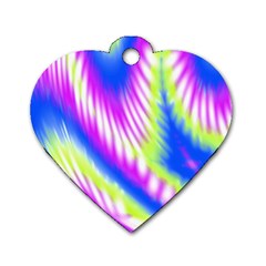 Colorful Blue Purple Pastel Tie Dye Pattern Dog Tag Heart (One Side)