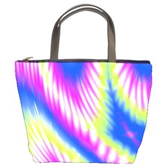 Colorful Blue Purple Pastel Tie Dye Pattern Bucket Bag by SpinnyChairDesigns