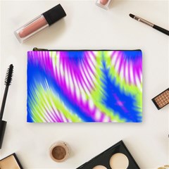 Colorful Blue Purple Pastel Tie Dye Pattern Cosmetic Bag (medium) by SpinnyChairDesigns