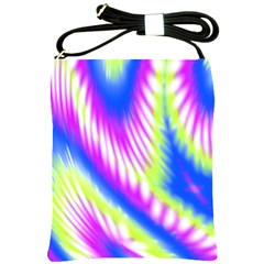 Colorful Blue Purple Pastel Tie Dye Pattern Shoulder Sling Bag by SpinnyChairDesigns