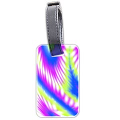 Colorful Blue Purple Pastel Tie Dye Pattern Luggage Tag (two Sides) by SpinnyChairDesigns