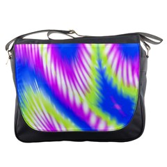 Colorful Blue Purple Pastel Tie Dye Pattern Messenger Bag by SpinnyChairDesigns