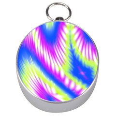 Colorful Blue Purple Pastel Tie Dye Pattern Silver Compasses