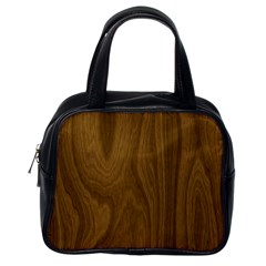 Dark Wood Panel Texture Classic Handbag (one Side) by SpinnyChairDesigns