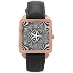 Abstract Zebra Stripes Pattern Rose Gold Leather Watch  Front