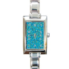 Aqua Blue Artsy Beaded Weave Pattern Rectangle Italian Charm Watch by SpinnyChairDesigns