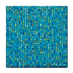 Aqua Blue Artsy Beaded Weave Pattern Tile Coaster by SpinnyChairDesigns