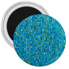 Aqua Blue Artsy Beaded Weave Pattern 3  Magnets by SpinnyChairDesigns