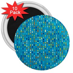 Aqua Blue Artsy Beaded Weave Pattern 3  Magnets (10 Pack)  by SpinnyChairDesigns