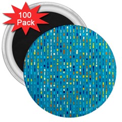 Aqua Blue Artsy Beaded Weave Pattern 3  Magnets (100 Pack) by SpinnyChairDesigns