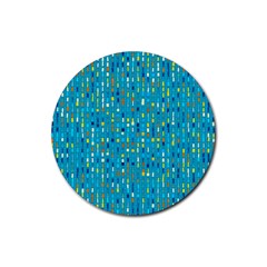 Aqua Blue Artsy Beaded Weave Pattern Rubber Round Coaster (4 Pack)  by SpinnyChairDesigns