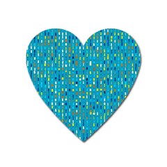 Aqua Blue Artsy Beaded Weave Pattern Heart Magnet by SpinnyChairDesigns