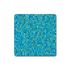 Aqua Blue Artsy Beaded Weave Pattern Square Magnet by SpinnyChairDesigns