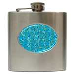 Aqua Blue Artsy Beaded Weave Pattern Hip Flask (6 oz) Front