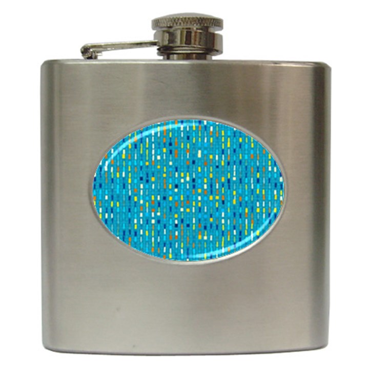 Aqua Blue Artsy Beaded Weave Pattern Hip Flask (6 oz)