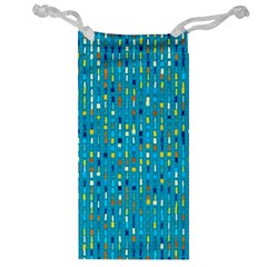 Aqua Blue Artsy Beaded Weave Pattern Jewelry Bag by SpinnyChairDesigns