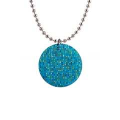 Aqua Blue Artsy Beaded Weave Pattern 1  Button Necklace by SpinnyChairDesigns