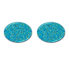 Aqua Blue Artsy Beaded Weave Pattern Cufflinks (oval) by SpinnyChairDesigns